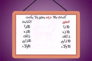 ماهي الحروف التي تكتب ولا تنطق في اللغة العربية